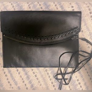 Rebecca Minkoff Foldover Clutch Black Leather